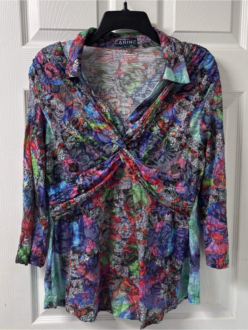 Newport by Carine Butterfly Fairy Floral Twist-Front Women’s Top Size Large - Picture 1 of 8